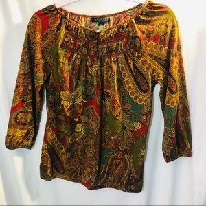 Ralph Lauren keyhole cinch sleeve paisley